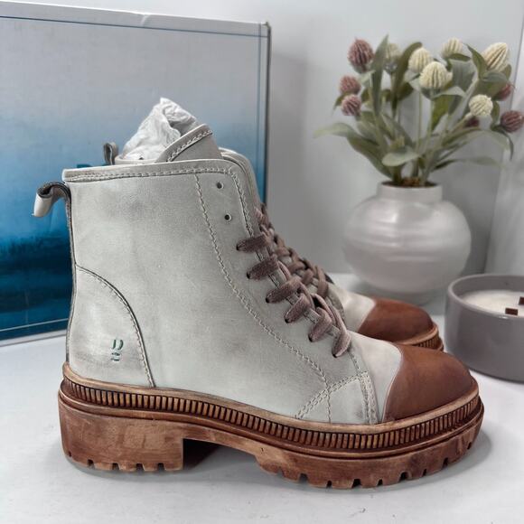 Roan Kinship Leather Lace Up Boots Almond Bone HD FR85952 Women's US 8 NWB - Picture 3 of 11